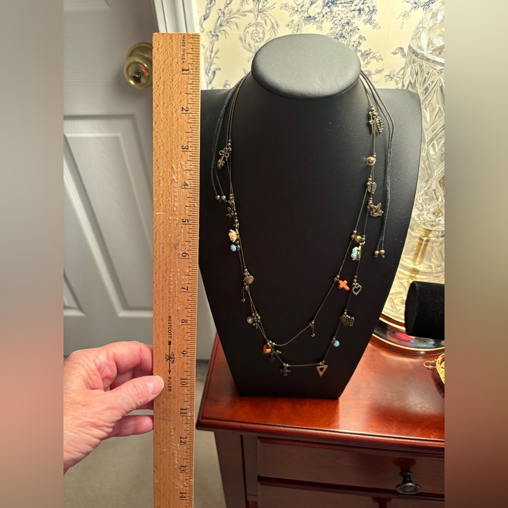 Vintage bohemian multi-color Cookie Lee adjustable charm necklace